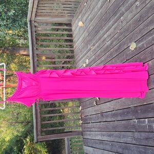 Fashionova One shoulder maxi. Bright pink size L. New, never worn.